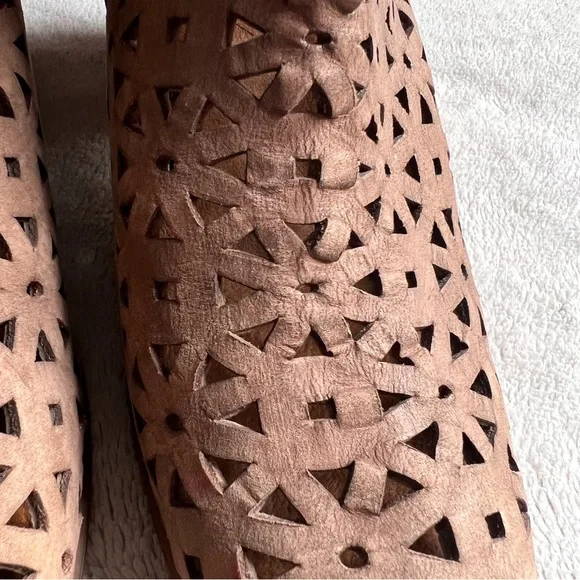 Musse & Cloud Athena Leather Laser Cut Western Ankle Boot Booties Tan Brown 10 - Picture 6 of 17